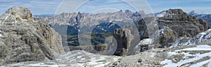 Panoramic view to mountain range at Dolomiti alps in Italy