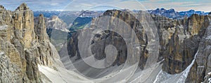 Panoramic view to mountain range at Dolomiti alps in Italy