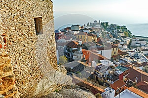 Panoramic view to old town of Kavala, East Macedonia and Thrace