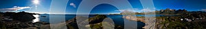 Panoramic view to Orsvagvaer village and Sandvika fjord at Austvagoy Island, Lofoten, Norway