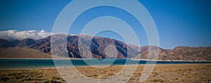 Panoramic view to Orto-Tokoy Reservoir at Chu river in Naryn, Kyrgyzstan