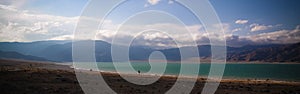 Panoramic view to Orto-Tokoy Reservoir at Chu river in Naryn, Kyrgyzstan