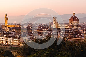 Panoramic view to the river Arno, Florence, Italy