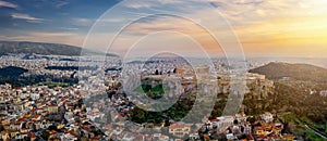 Panoramic view to the skyline of Athens, Greece