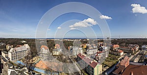 Panoramic view to skyline of Swinemuende, Poland