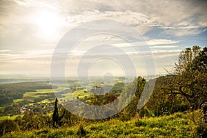 Panoramic view to the south of Germany direction Stuttgart