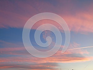 Panoramic view to the sunset over the city