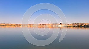 Panoramic view to Teli lake group of Ounianga Serir lakes at the Ennedi, Chad