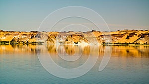 Panoramic view to Teli lake group of Ounianga Serir lakes at the Ennedi, Chad