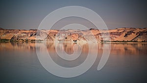 Panoramic view to Teli lake group of Ounianga Serir lakes at the Ennedi, Chad