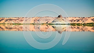 Panoramic view to Teli lake group of Ounianga Serir lakes at the Ennedi, Chad photo