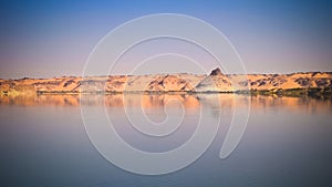 Panoramic view to Teli lake group of Ounianga Serir lakes at the Ennedi, Chad photo