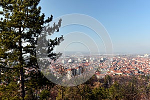 Panoramic view to the town of Leskovac, southern Serbia