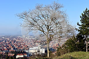 Panoramic view to the town of Leskovac, southern Serbia