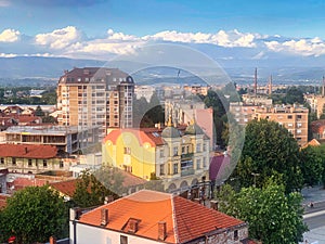 Panoramic view to the town of Leskovac in the southern Serbia