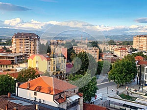 Panoramic view to the town of Leskovac in the southern Serbia