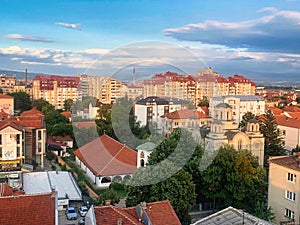 Panoramic view to the town of Leskovac in the southern Serbia