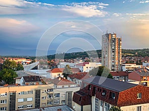 Panoramic view to the town of Leskovac in the southern Serbia