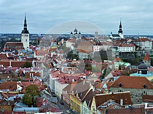 Panoramic view to the upper town Toompea of Tallinn