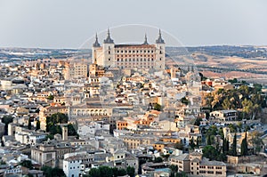 Panoramic view of Toledo and Alcazar, Spain