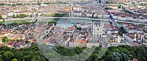 Panoramic view from the top of Notre Dame de Fourviere Basilica photo