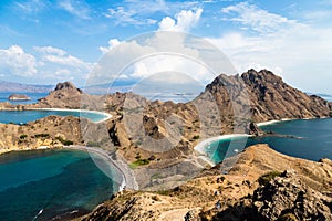 Panoramic view from the top of Padar Island in Komodo National park in autumn, Lubuan Bajo, Indonesia photo