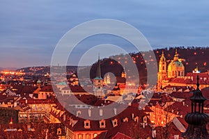Panoramic view from the top of the rooftops of Prague