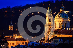 Panoramic view from the top of the rooftops of Prague