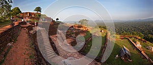 Panoramic view from the top of Sigiriya rock at sunset, Srilanka, Asia