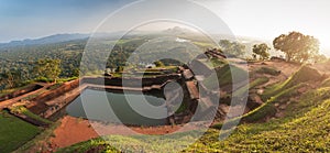 Panoramic view from the top of Sigiriya rock at sunset, Srilanka, Asia photo