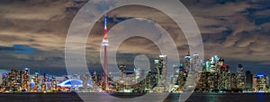 Panoramic View of Toronto Skyline at Night, Toronto, Ontario, Canada