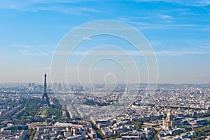 Panoramic view on Tour Eiffel and La Defense, Pari