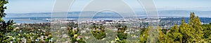 Panoramic view towards Redwood City and Menlo Park, Silicon Valley, San Francisco bay area, California