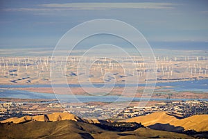 Panoramic view towards San Joaquin river, Pittsburg and Antioch from the summit of Mt Diablo