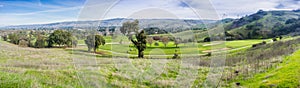 Panoramic view towards Santa Teresa Golf Course from the trails of Santa Teresa County Park, San Jose, south San Francisco bay