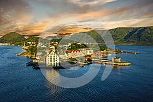 Panoramic view on town Alesund, Norway