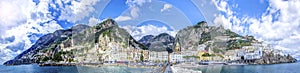 Panoramic view of the town of Amalfi on coast in Italy