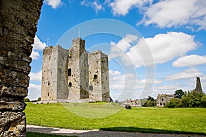 A panoramic view of Trim castle in County Meath on the River Boyne, Ireland. It is the largest Anglo-Norman Castle in