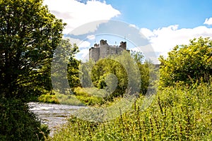 A panoramic view of Trim castle in County Meath on the River Boyne, Ireland. It is the largest Anglo-Norman Castle in