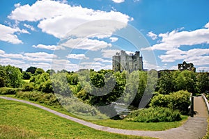 A panoramic view of Trim castle in County Meath on the River Boyne, Ireland. It is the largest Anglo-Norman Castle in