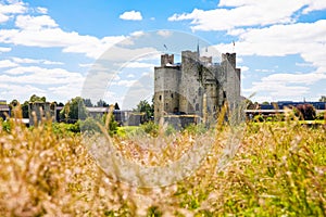 A panoramic view of Trim castle in County Meath on the River Boyne, Ireland. It is the largest Anglo-Norman Castle in