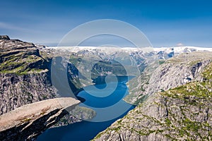 Panoramic view of Trolltunga, Odda, Norway photo