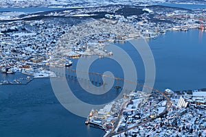 Panoramic view on Tromso, Norway, Tromso At Winter Time, Christmas in Tromso, Norway