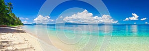 Panoramic view of tropical beach on background the islands