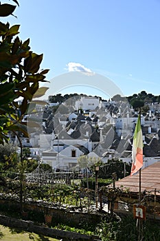 Panoramic view of the trulli houses in Alberobello, Apulia - Italy