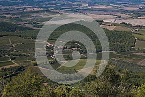 Panoramic view of Tuscany countryside from Montalcino medieval town