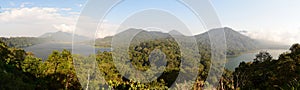 Panoramic view of Twin lakes, lake Buyan and lake Tamblingan. Buleleng Regency. Bali