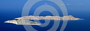 Panoramic view of two islands in Aegean sea, Rhodes island - Greece