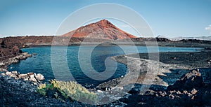 Panoramic view of unique volcanic nature of Lanzarote island