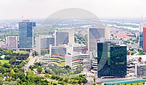 Panoramic view of UNO city in Vienna, Austria